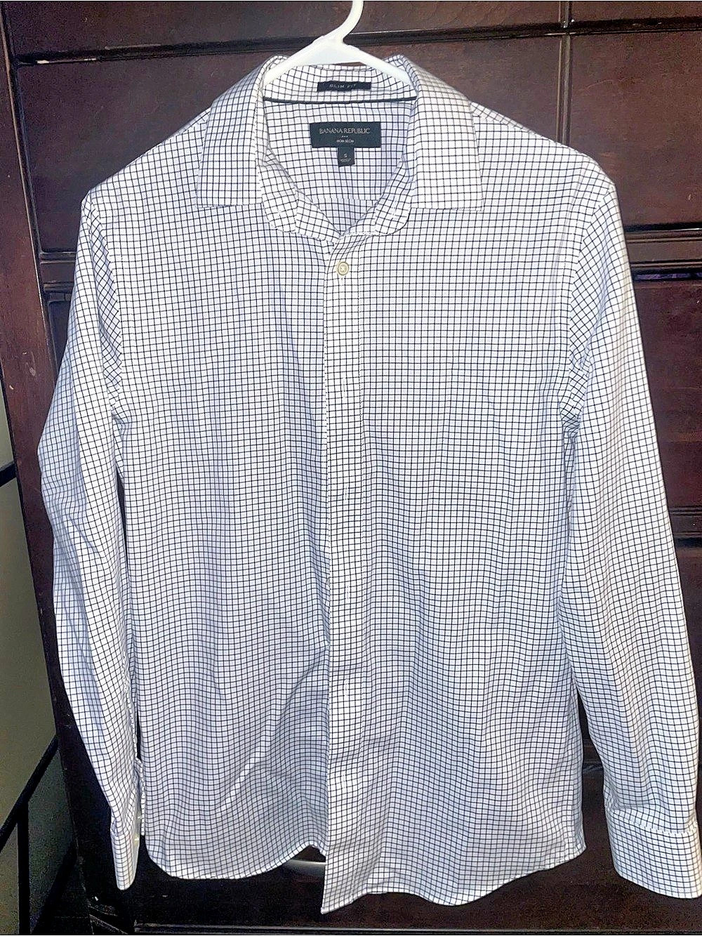 Banana Republic Slim-Fit Non-Iron Check Dress Shirt Men'Small Checkered Button